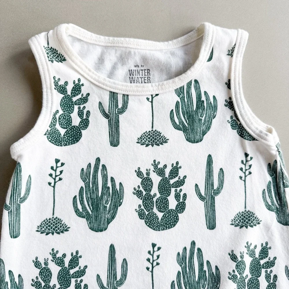 Winter Water Factory Organic Cotton Cactus Romper Sleeveless Summer Baby 3 mos